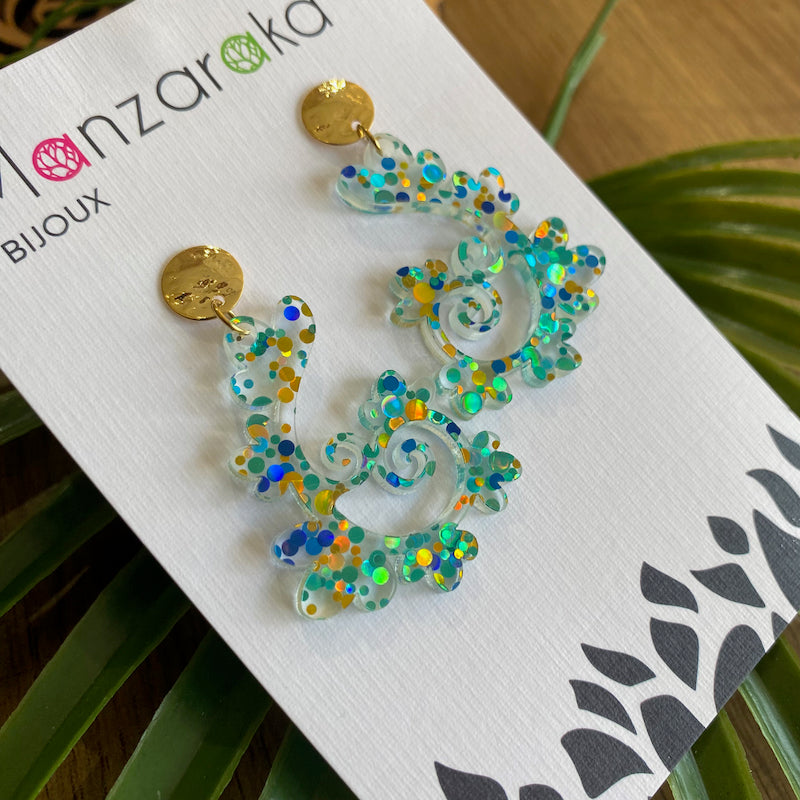 Boucle d'oreille Estival - Vert/bleu