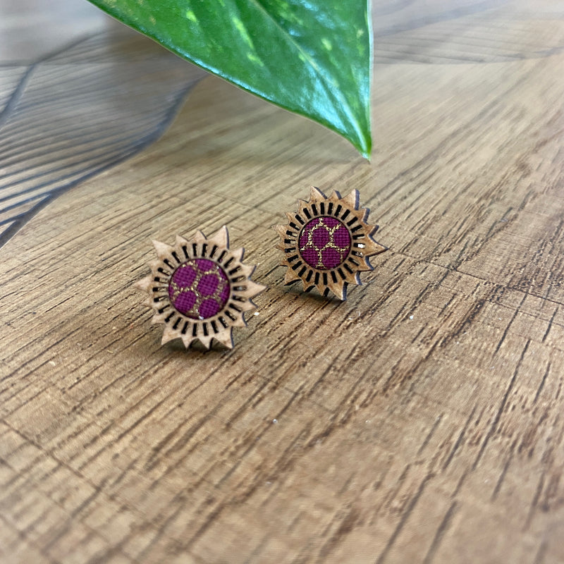 Puces d'oreilles - Soleil - Purple d'or