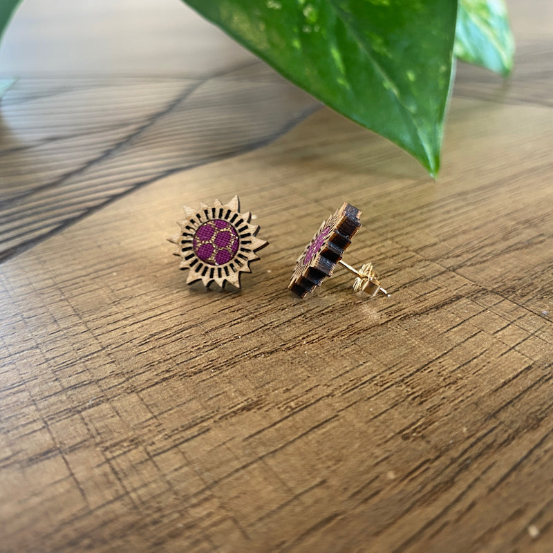 Puces d'oreilles - Soleil - Purple d'or