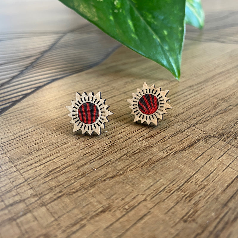 Puces d'oreilles - Soleil - Rouge