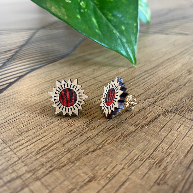 Puces d'oreilles - Soleil - Rouge