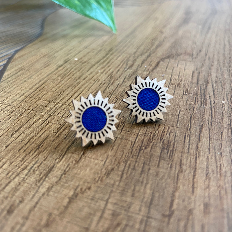 Puces d'oreilles - Soleil - Bleu électrique