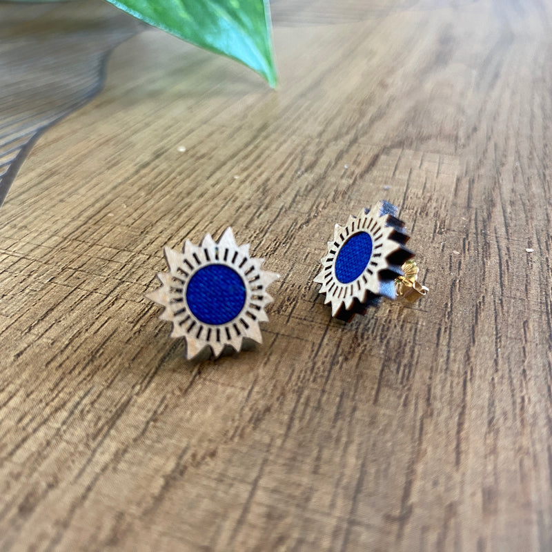 Puces d'oreilles - Soleil - Bleu électrique